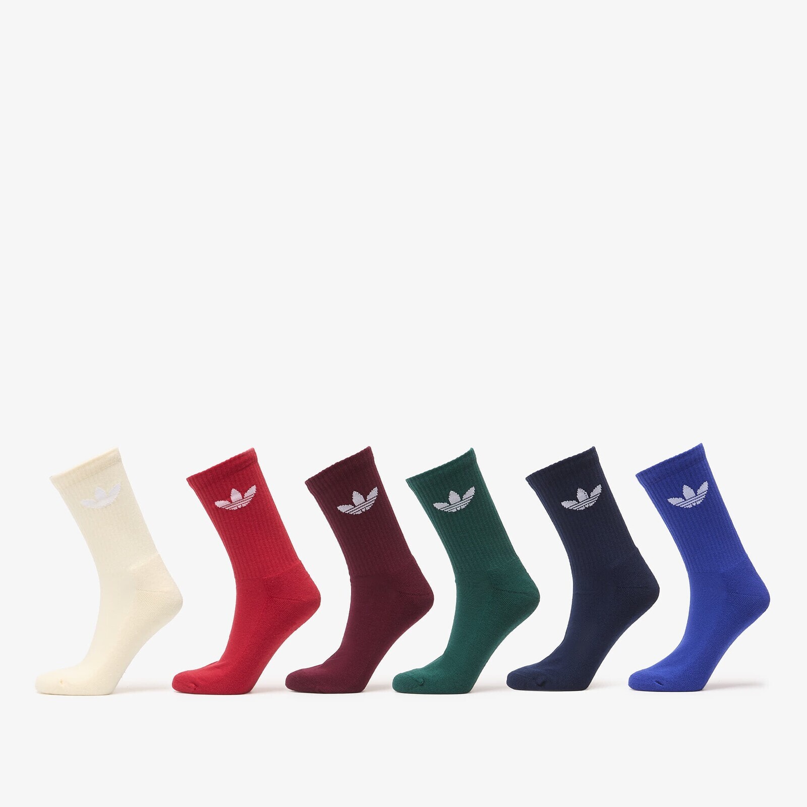 Ponožky adidas Trefoil Crew Sock Cushion 6-Pack Night Indigo/ Collegiate Green/ Maroon S