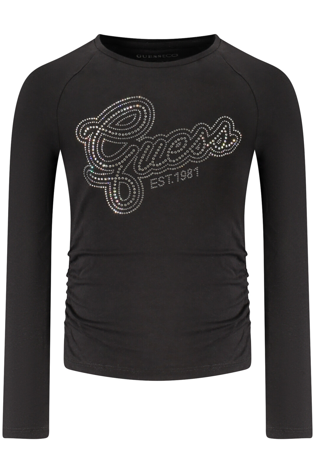 GUESS jeans tričko s dlhým rukávom pre dievčatá, čierne