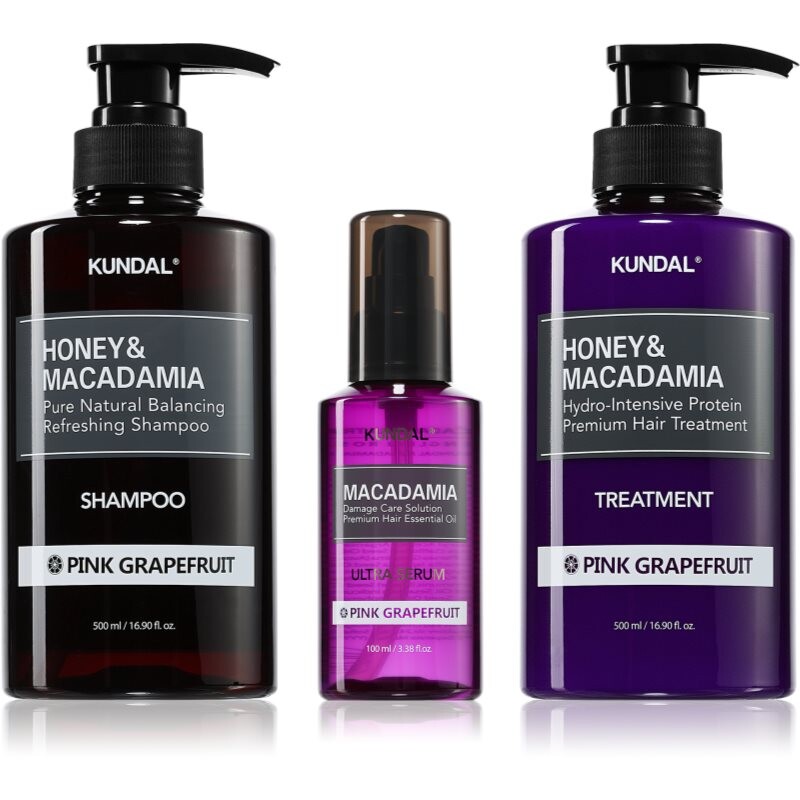 KUNDAL Honey & Macadamia Pink Grapefruit sada pre suché a poškodené vlasy