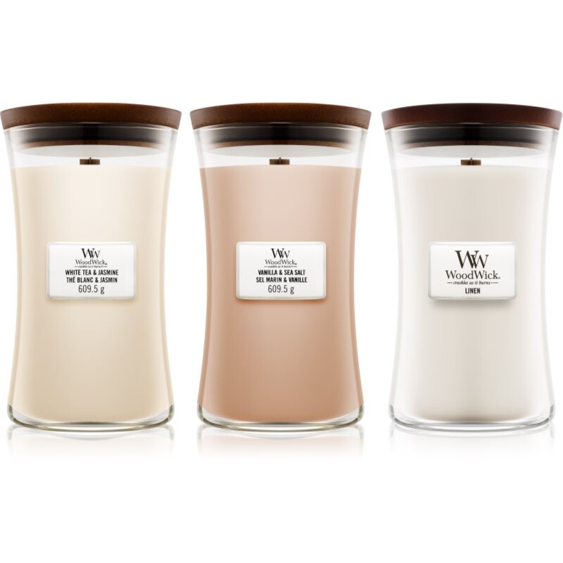 Woodwick Linen, Tea & Sea Salt set sada