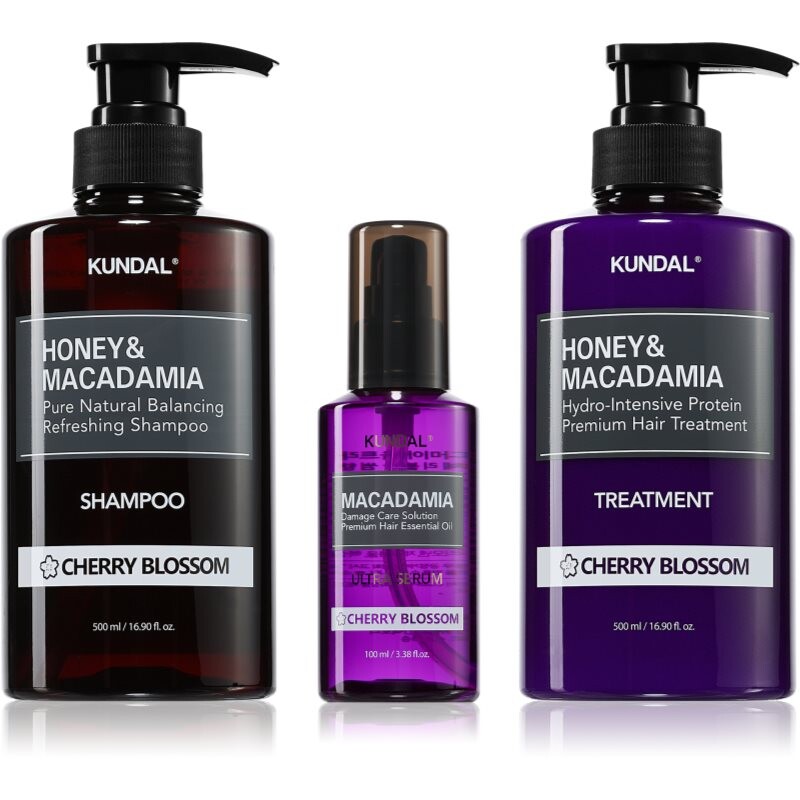 KUNDAL Honey & Macadamia Cherry Blossom sada pre suché a poškodené vlasy