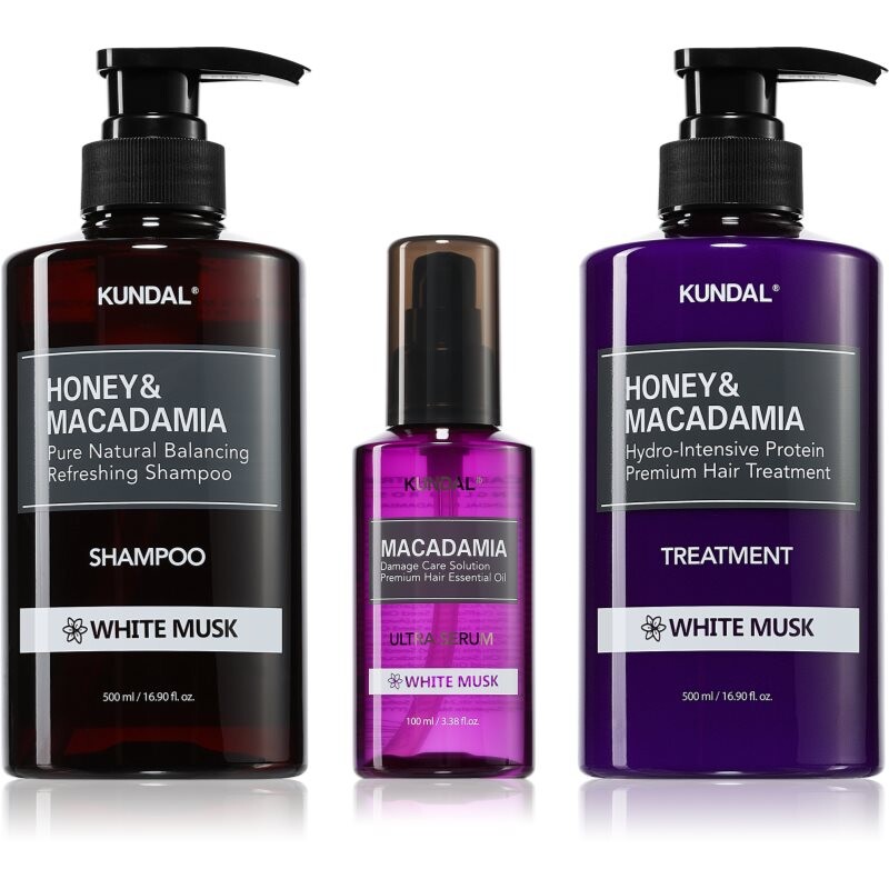 KUNDAL Honey & Macadamia White Musk sada pre suché a poškodené vlasy