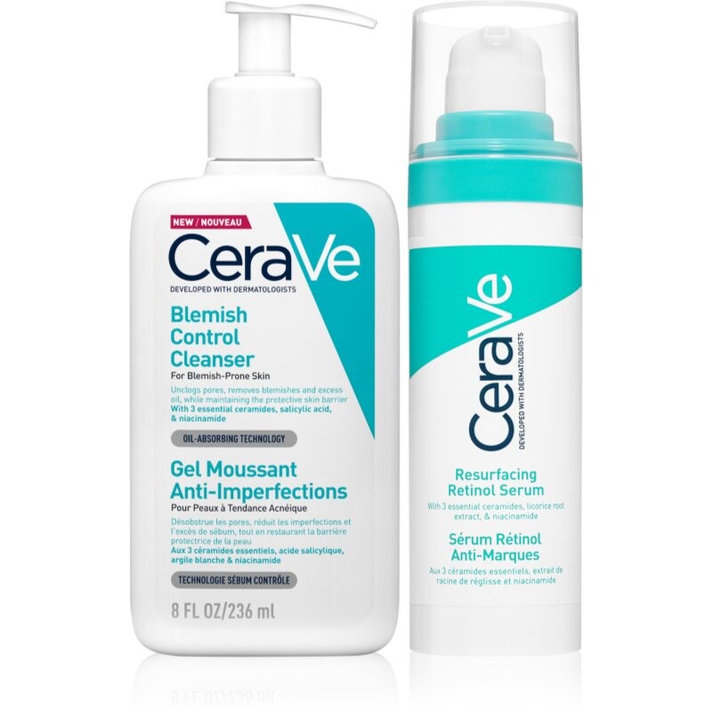 CeraVe Control Cleanser & Retinol Serum Duo sada proti nedokonalostiam aknóznej pleti