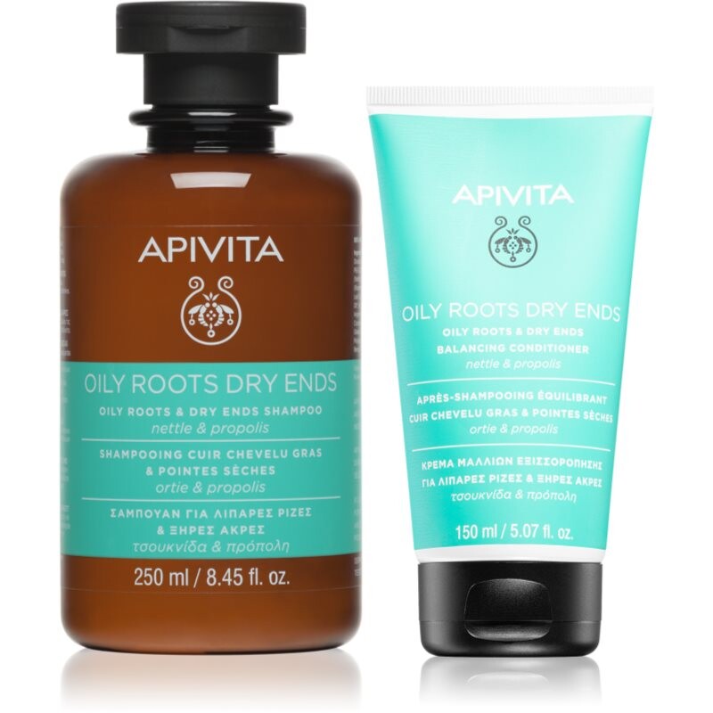 Apivita Oily Roots & Dry Ends sada pre mastnú vlasovú pokožku a suché končeky