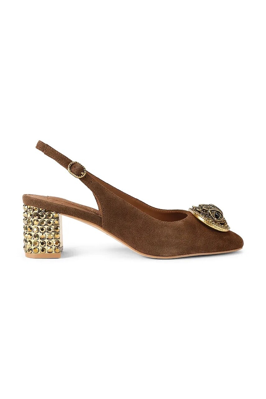 Kurt Geiger London lodičky s otvorenou pätou semišové Chelsea Block Slingback