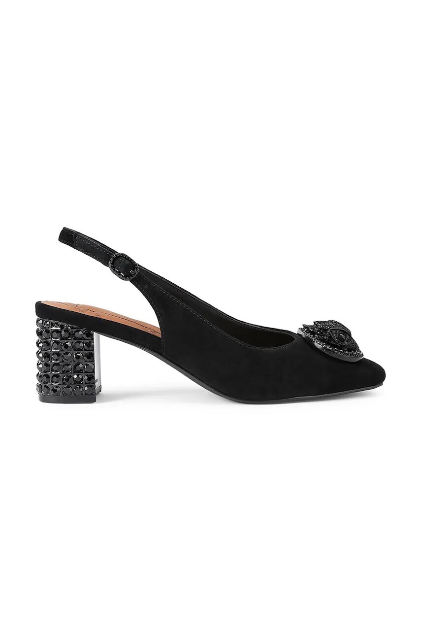 Kurt Geiger London lodičky s otvorenou pätou semišové Chelsea Block Sling Dr Black