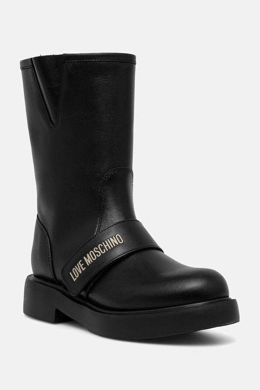 Love Moschino členkové čižmy na plochom podpätku dámske kožené