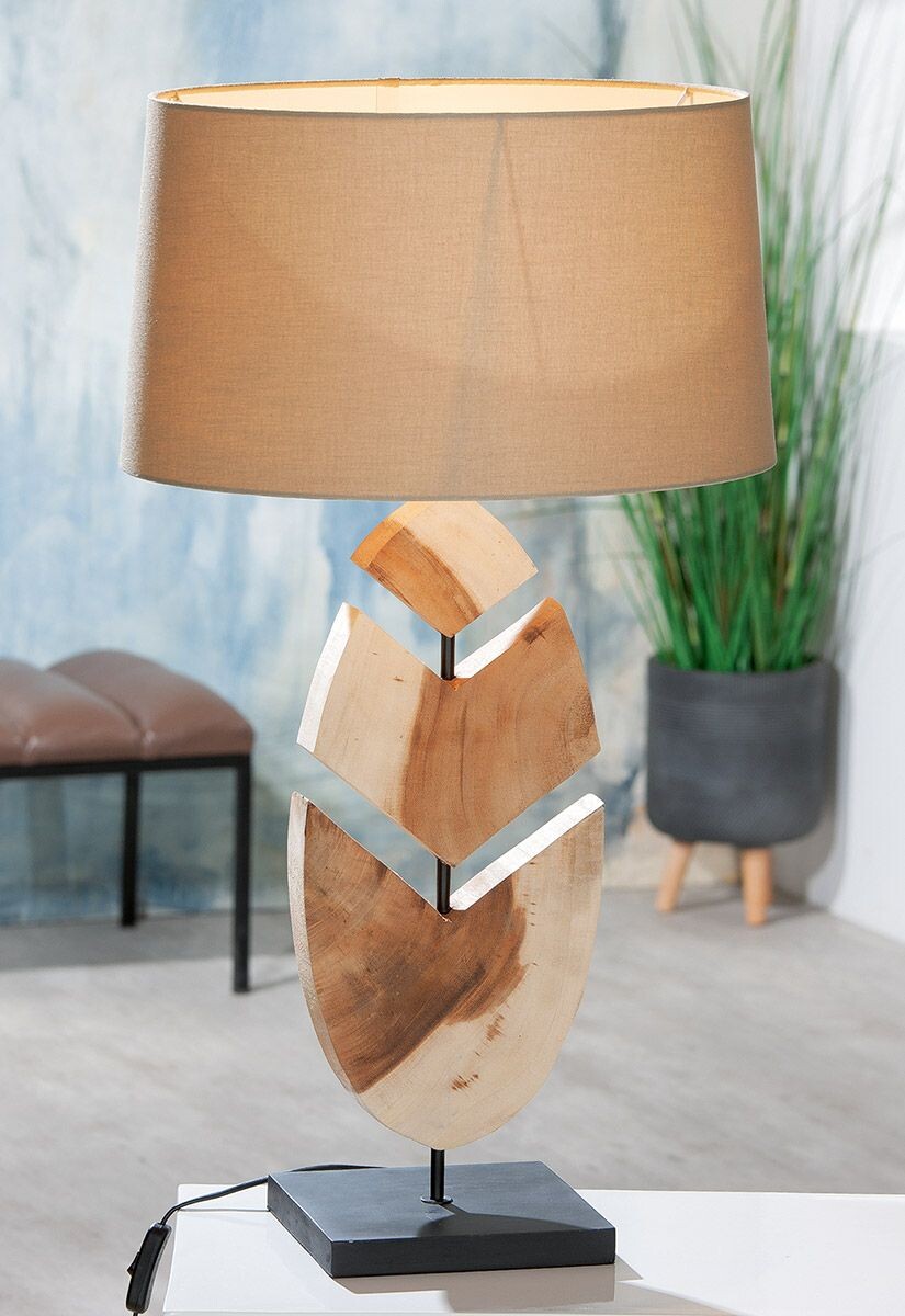 Stolná lampa „Wooden Feather“ v tvare dreveného pera, 75 cm