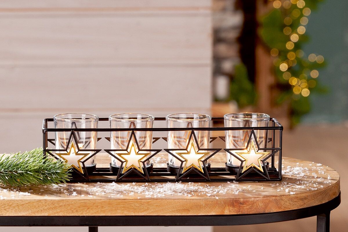 Adventný obdĺžnikový svietnik s hviezdami „Modern Star“
