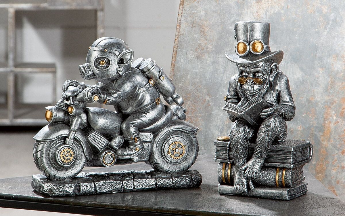 Figúrka prasiatka na motorke Steampunk Motor-Pig, 21 cm