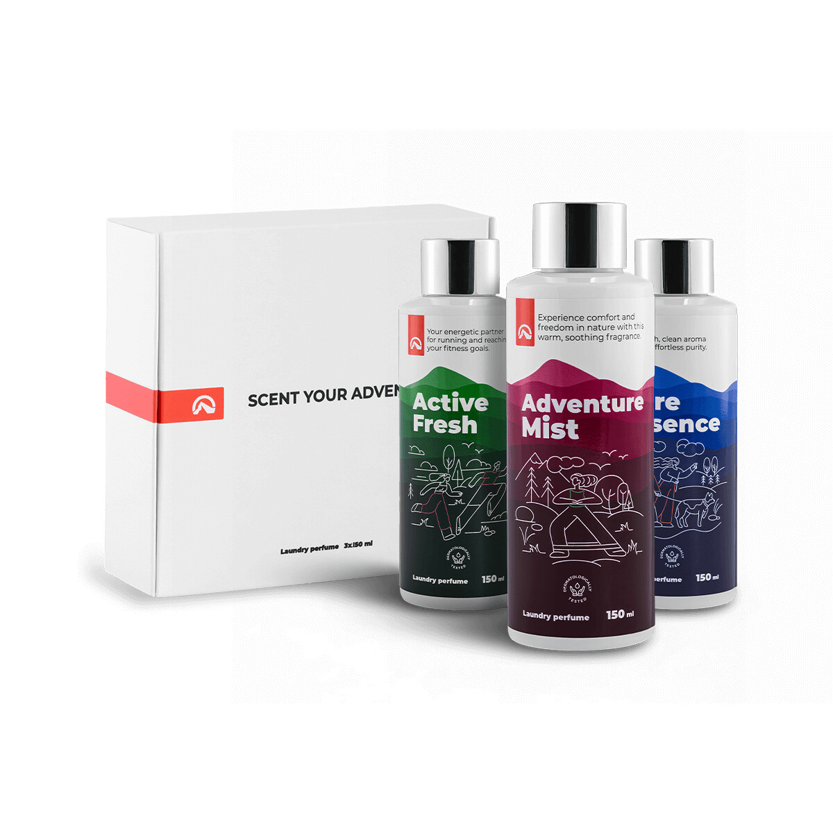 Northfinder Darčeková sada 3 parfémov na pranie 150 ml: ACTIVE FRESH + ADVENTURE MIST + PURE ESSENCE