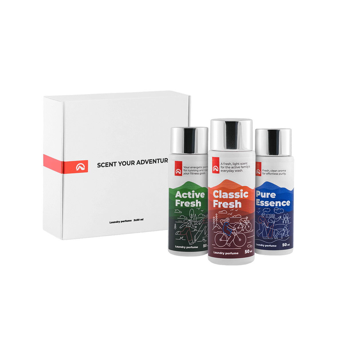 Northfinder Darčeková sada 3 parfémov na pranie 50 ml: ACTIVE FRESH + CLASSIC FRESH + PURE ESSENCE 8584153678948