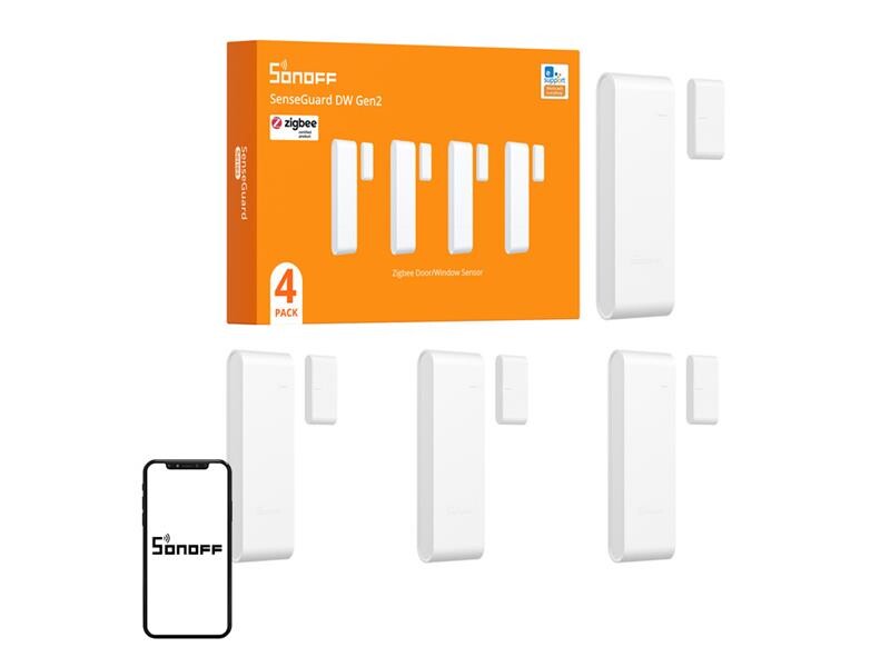 Inteligentný detektor na dvere/okná SONOFF SNZB-04PR2 ZigBee, sada 4 ks