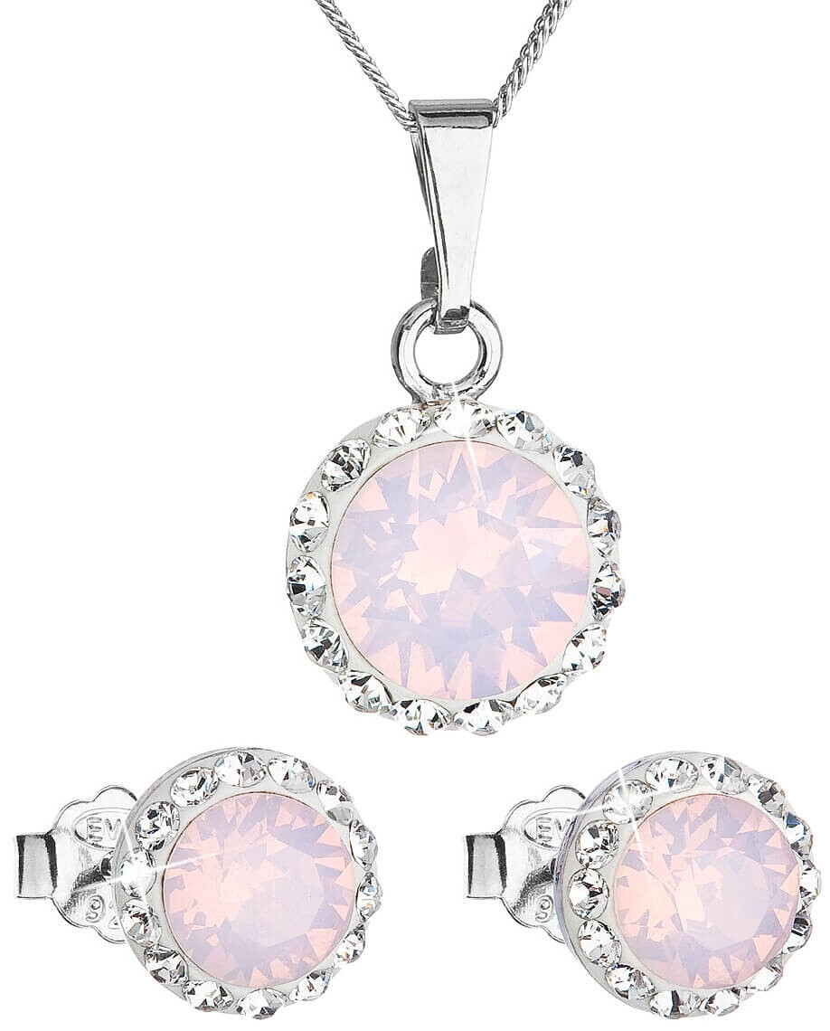 Evolution Group Súprava šperkov so Swarovski kryštálmi 39152.7 rose opal (náušnice, retiazka, prívesok)