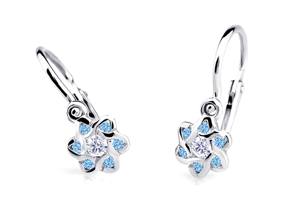 Cutie Jewellery Slušivé detské náušnice z bieleho zlata C2149-10-X-2 svetlo modrá