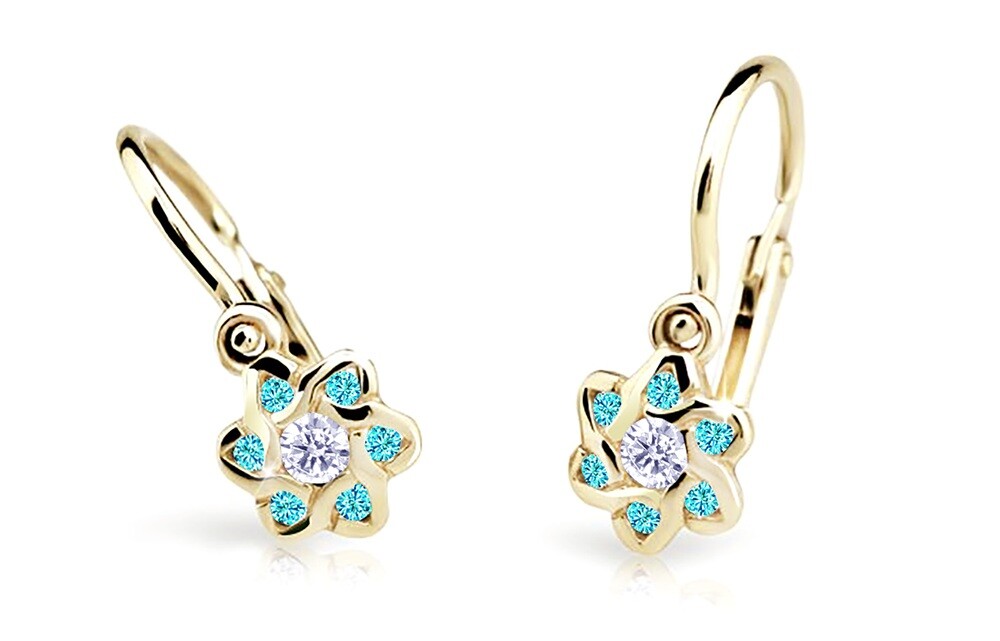 Cutie Jewellery Slušivé zlaté náušnice pre dievčatá C2149-10-X-1 svetlo zelená