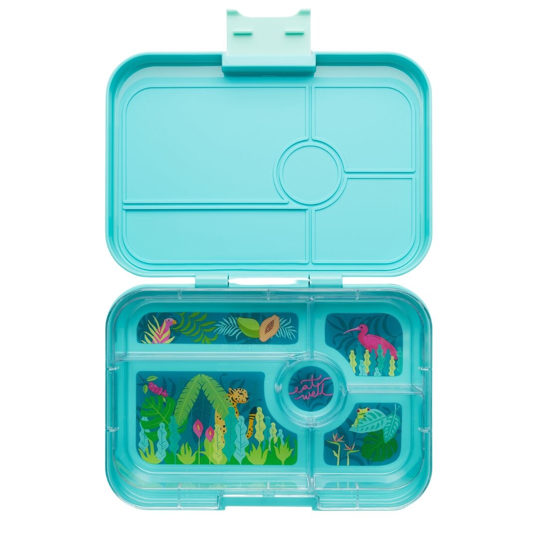 Box na obed TAPAS XL 5 1 l, tyrkysová / džungľa, plast, Yumbox