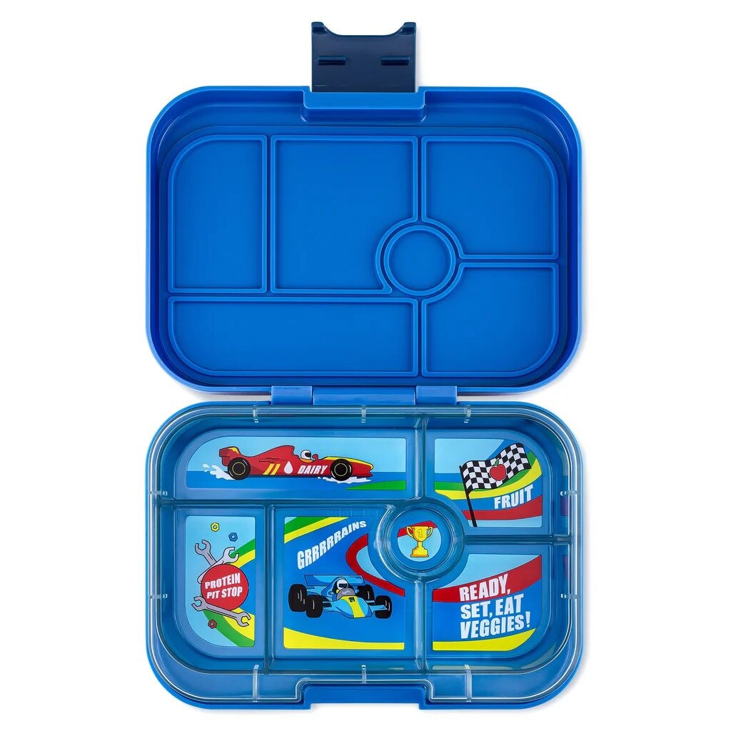 Desiatový box ORIGINAL 6 625 ml, tmavo modrá / závodné autá, plast, Yumbox