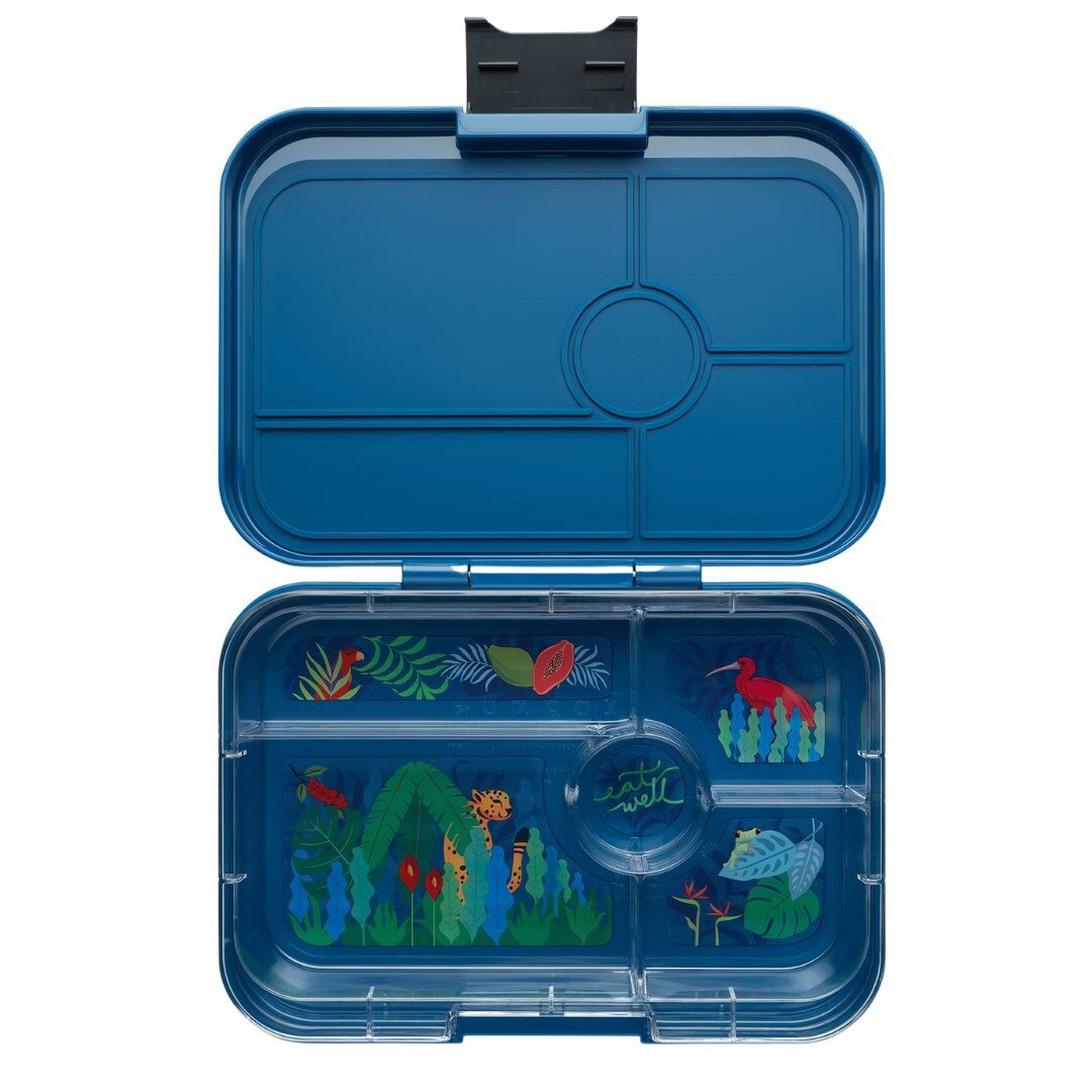 Desiatový box TAPAS XL 5 1 l, tmavo modrá / džungľa, plast, Yumbox