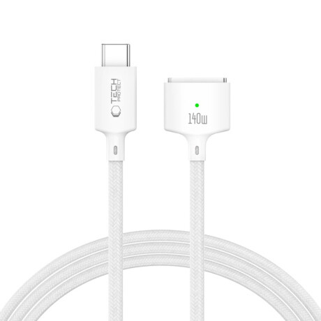 Tech-Protect MMC01 magnetický kábel na MacBook USB-C / MagSafe 3, 140W 2m, biely
