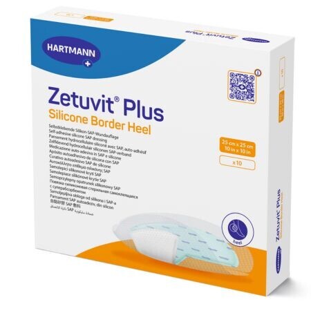 Kompres Zetuvit Plus Silicone Border Heel sterilný 25x25 cm 10 ks