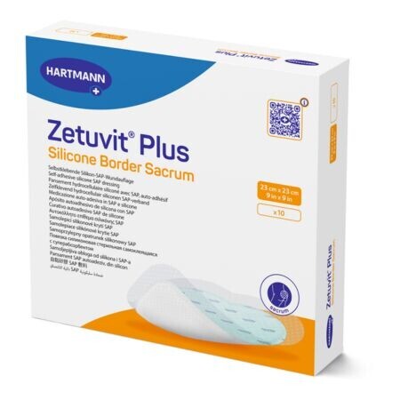 Kompres Zetuvit Plus Silicone Border Sacrum sterilný 23x23 cm 10 ks
