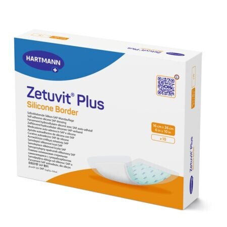 Kompres Zetuvit Plus Silicone Border sterilný 16X26 cm 10 ks