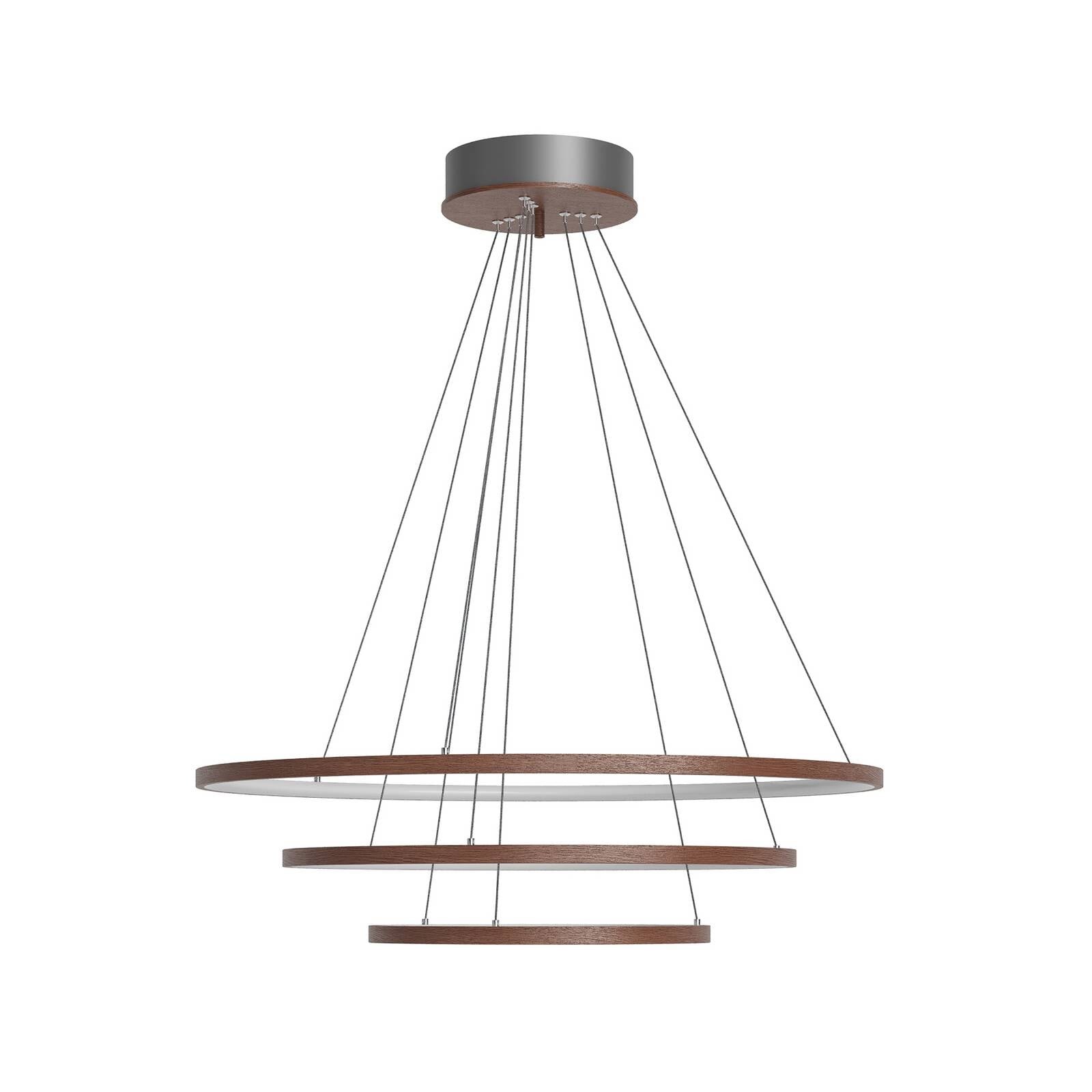 Zavesené LED závesné svietidlo Trione od Rydens, orech, Ø 80 cm, drevo