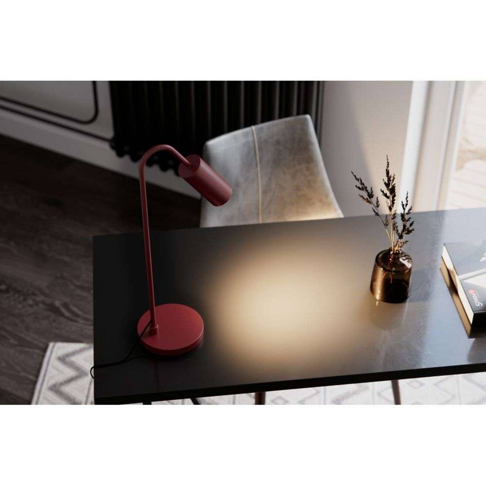 Stolová lampa Curve By Rydéns, tmavočervená, kov, GU10
