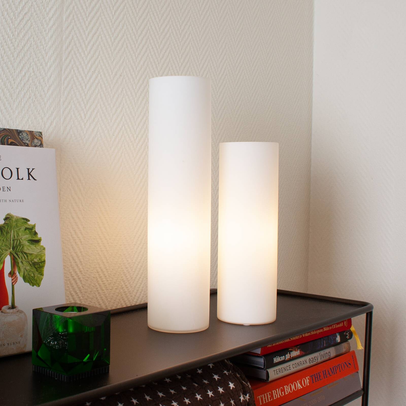 Stolová lampa By Rydéns Flake, biela, výška 40 cm, sklo, E27