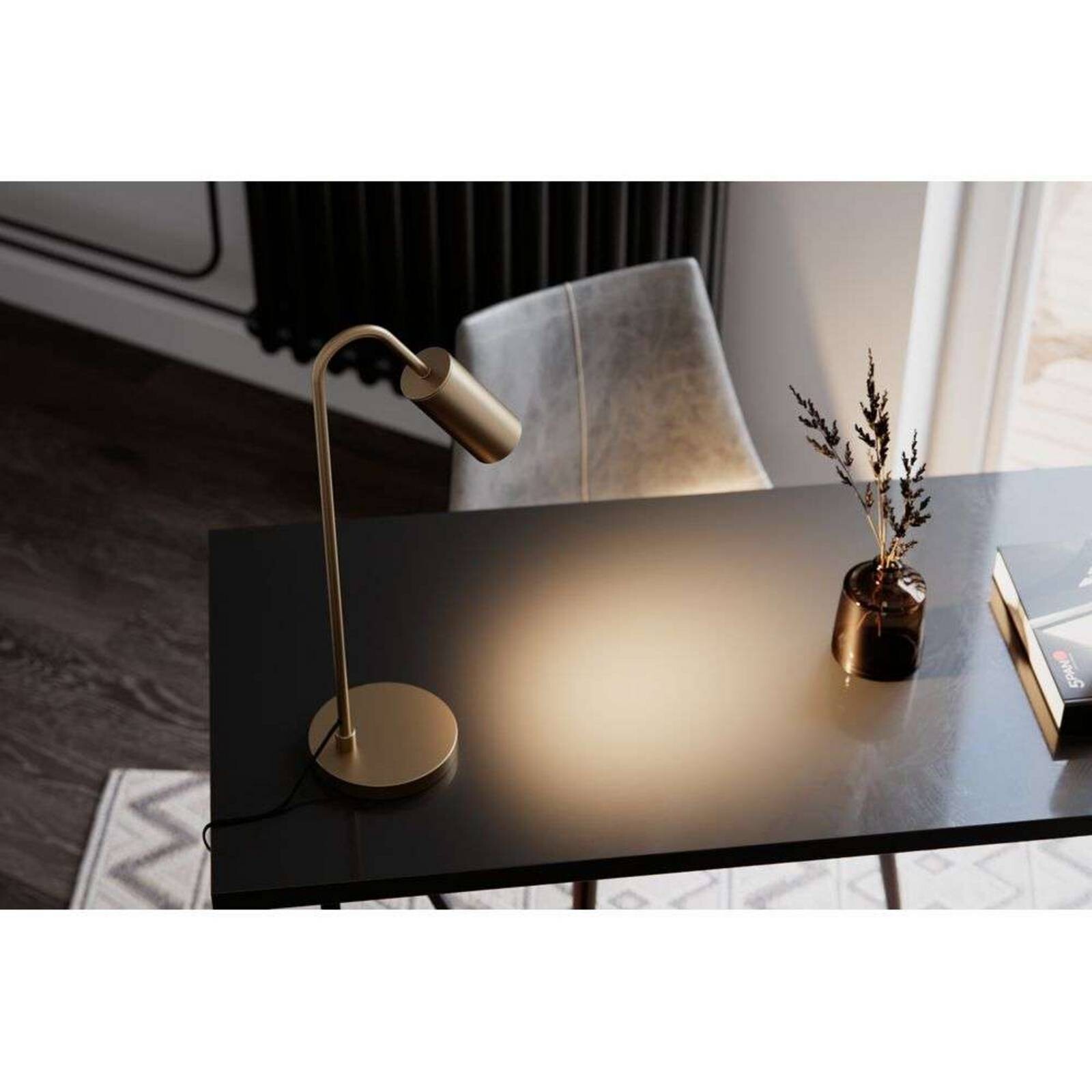 Stolová lampa Curve By Rydéns, matná zlatá, kov, GU10