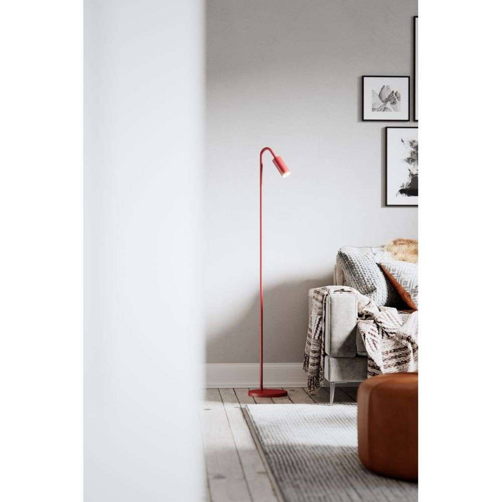 Stojacia lampa Curve By Rydéns, tmavočervená, kov, GU10