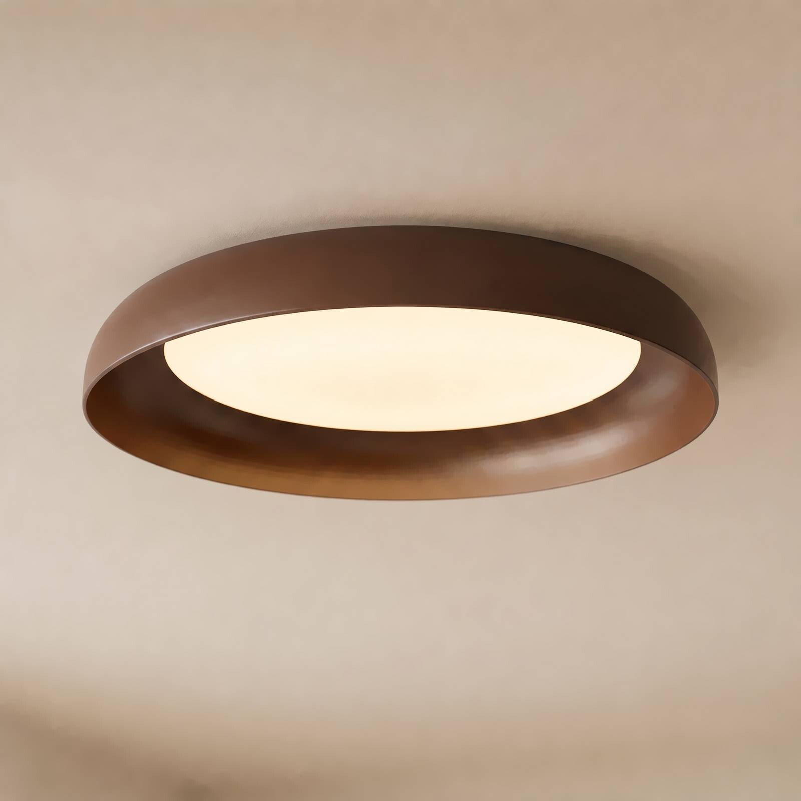 Stropné LED svetlo Lindby Florie, hnedé, kovové, Ø 40 cm