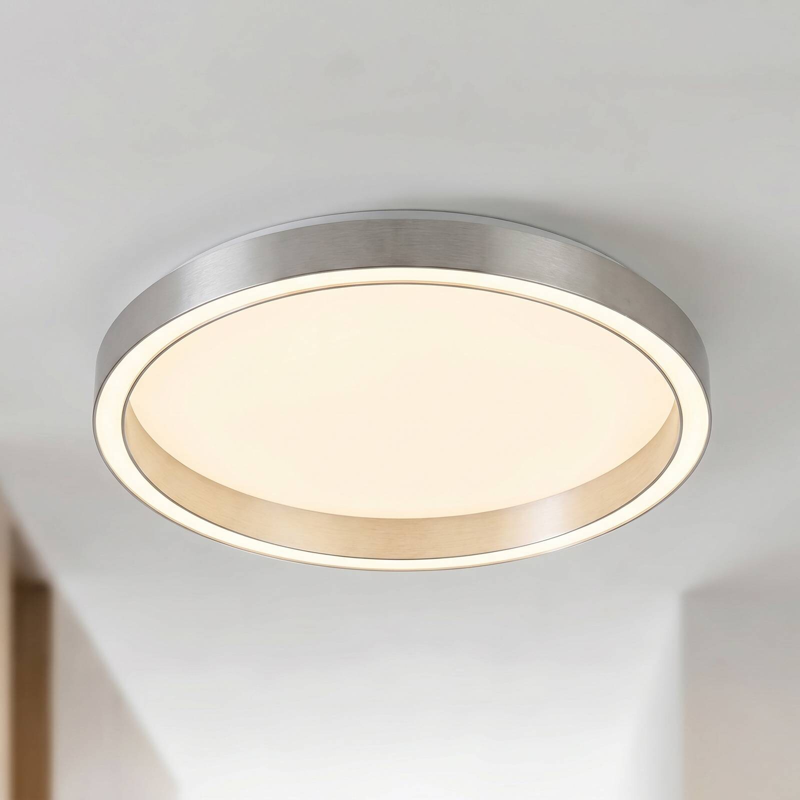 Stropné LED svetlo Lucande Rotundo, Ø 40 cm, hliník, stmievateľné