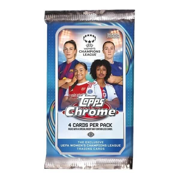 Topps 2025–2026 Topps Chrome Soccer UEFA Women's Champions League Hobby Balíček – futbalové karty