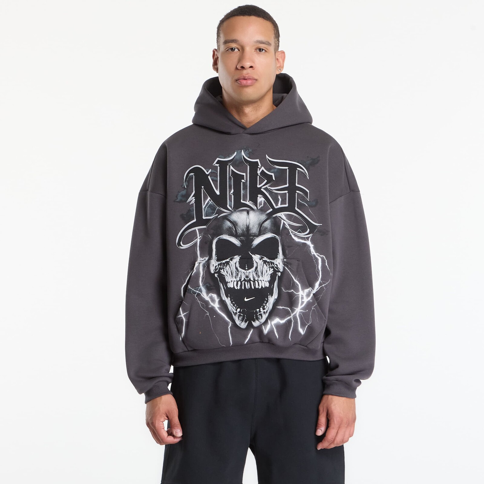 Mikina Nike Standard Issue Men's Brushed Pullover Basketball Hoodie Anthracite/ White/ Pale Ivory L