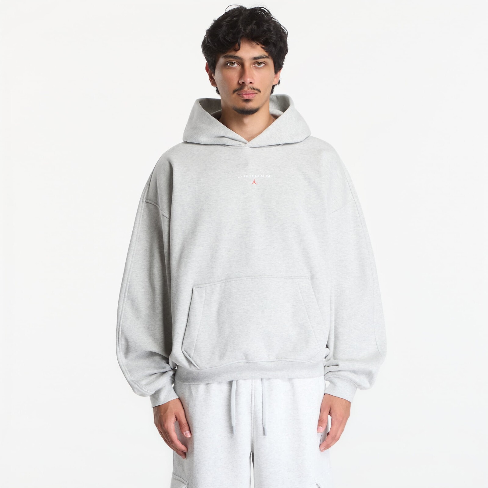 Mikina Jordan Flight Fleece Men's Oversized Pullover Hoodie Grey Heather XL