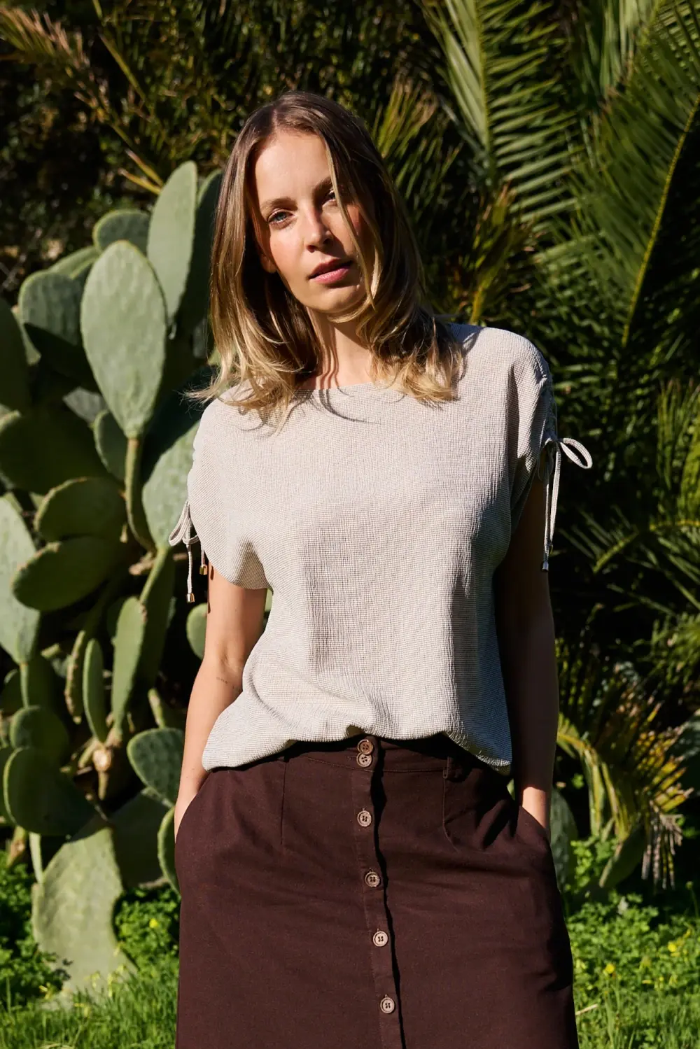 Marisse dámske tričko L-TS-5034 svetlo béžové