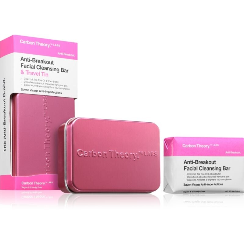 Carbon Theory Anti-Breakout Facial Cleansing Bar čistiace mydlo na tvár proti nedokonalostiam aknóznej pleti 80 g