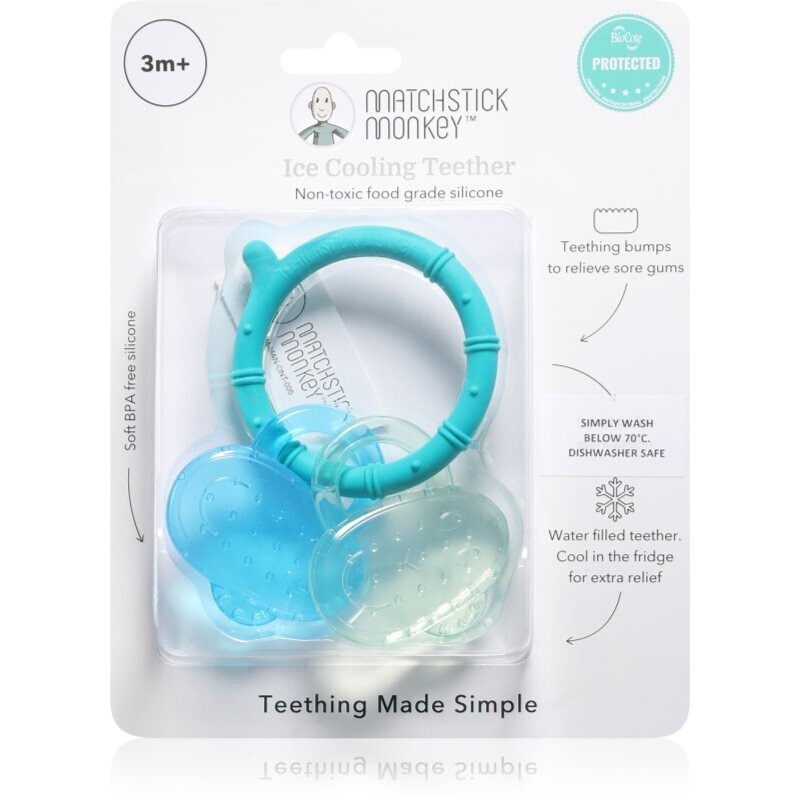 Matchstick Monkey Cooling Teether hryzadielko s chladivým účinkom Blue/ Mint 3m+ 1 ks