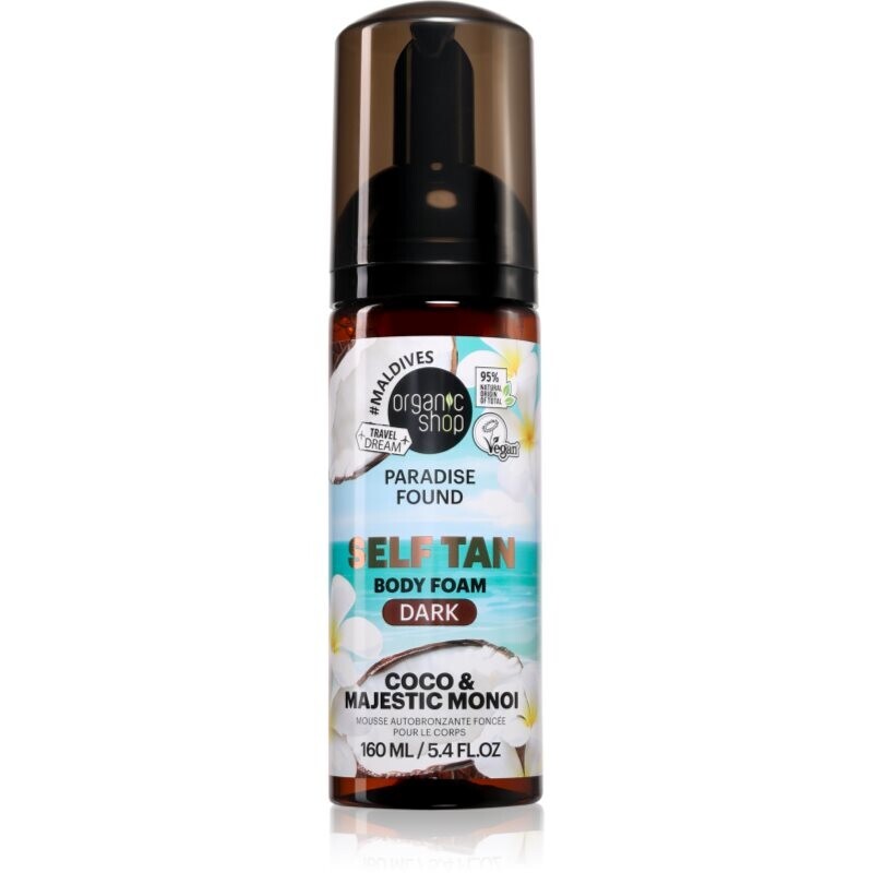 Organic Shop Paradise Found Coco & Majestic Monoi telová pena so samoopaľovacím účinkom odtieň Dark 160 ml
