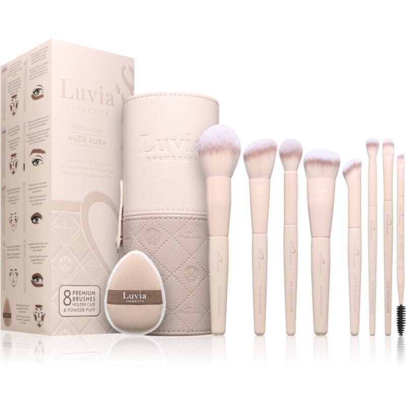 Luvia Cosmetics Nude Aura sada štetcov s puzdrom 11 ks