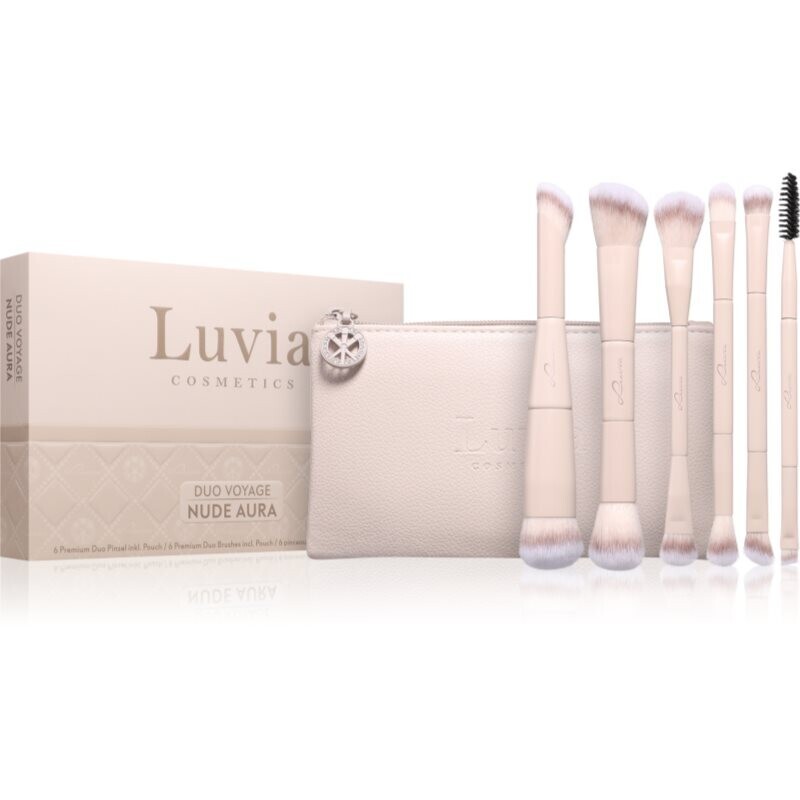 Luvia Cosmetics Duo Voyage sada štetcov s puzdrom Nude Aura