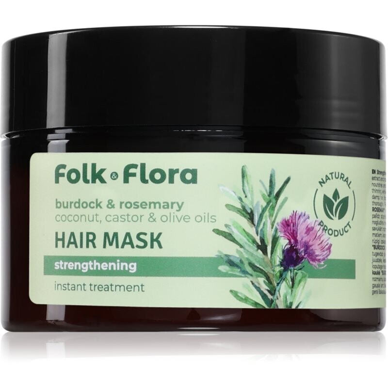 Folk & Flora Burdock & Rosemary hĺbkovo posilňujúca maska na vlasy 200 ml