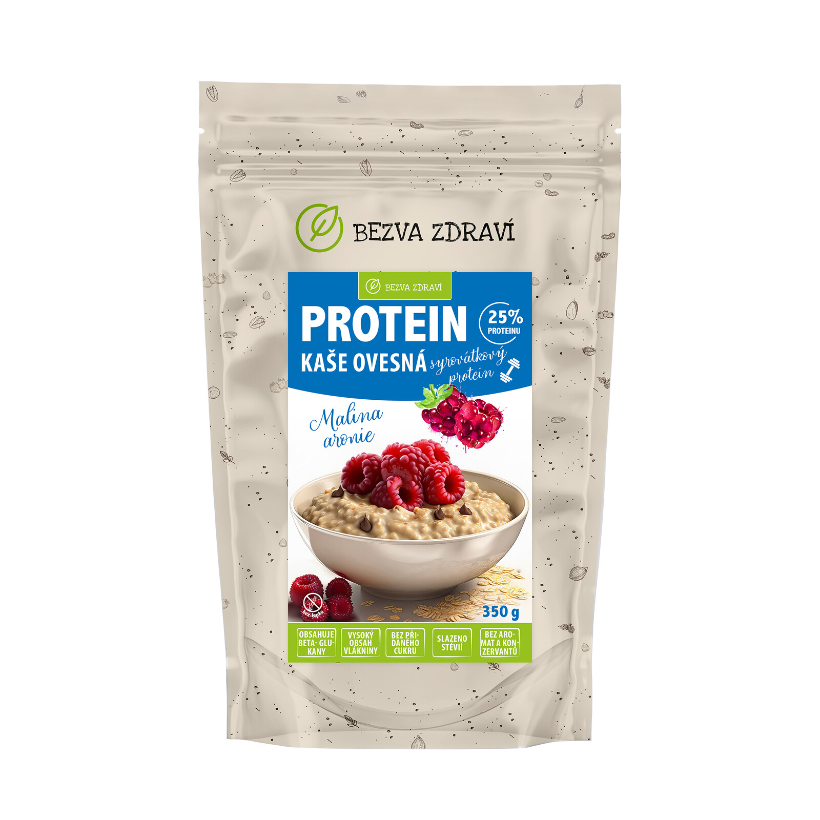 BEZVA MÜSLI Proteínová ovsená kaša s malinami 350 g