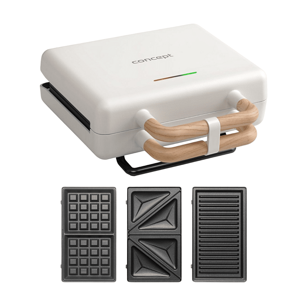 CONCEPT Hriankovač 3v1 s vymeniteľnými doskami SV3090 800 W biela