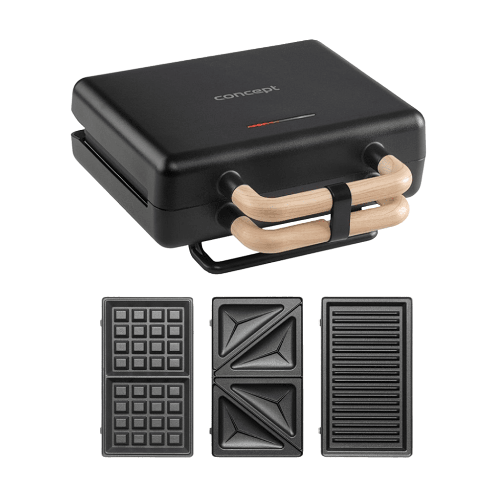 CONCEPT Hriankovač 3v1 s vymeniteľnými doskami SV3091 800 W čierny