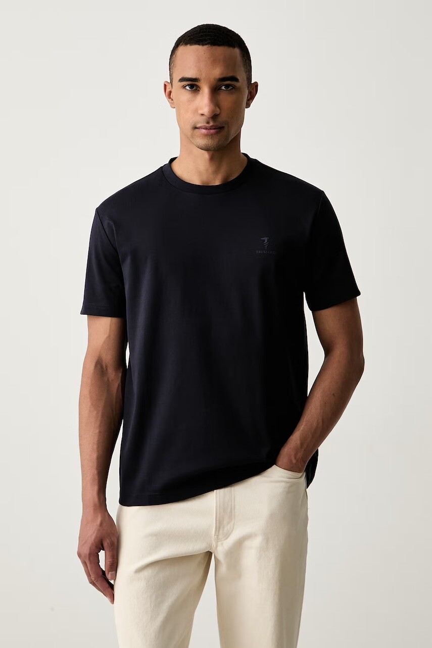 Trussardi basic tričko pánske bavlnené s elastanom