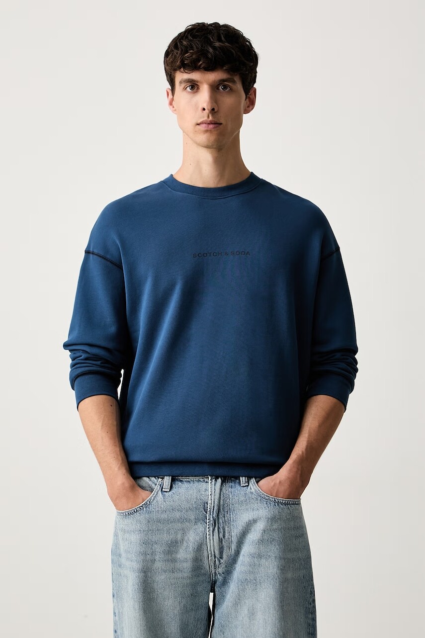 Scotch & Soda mikina s kapucňou pánska bavlnená