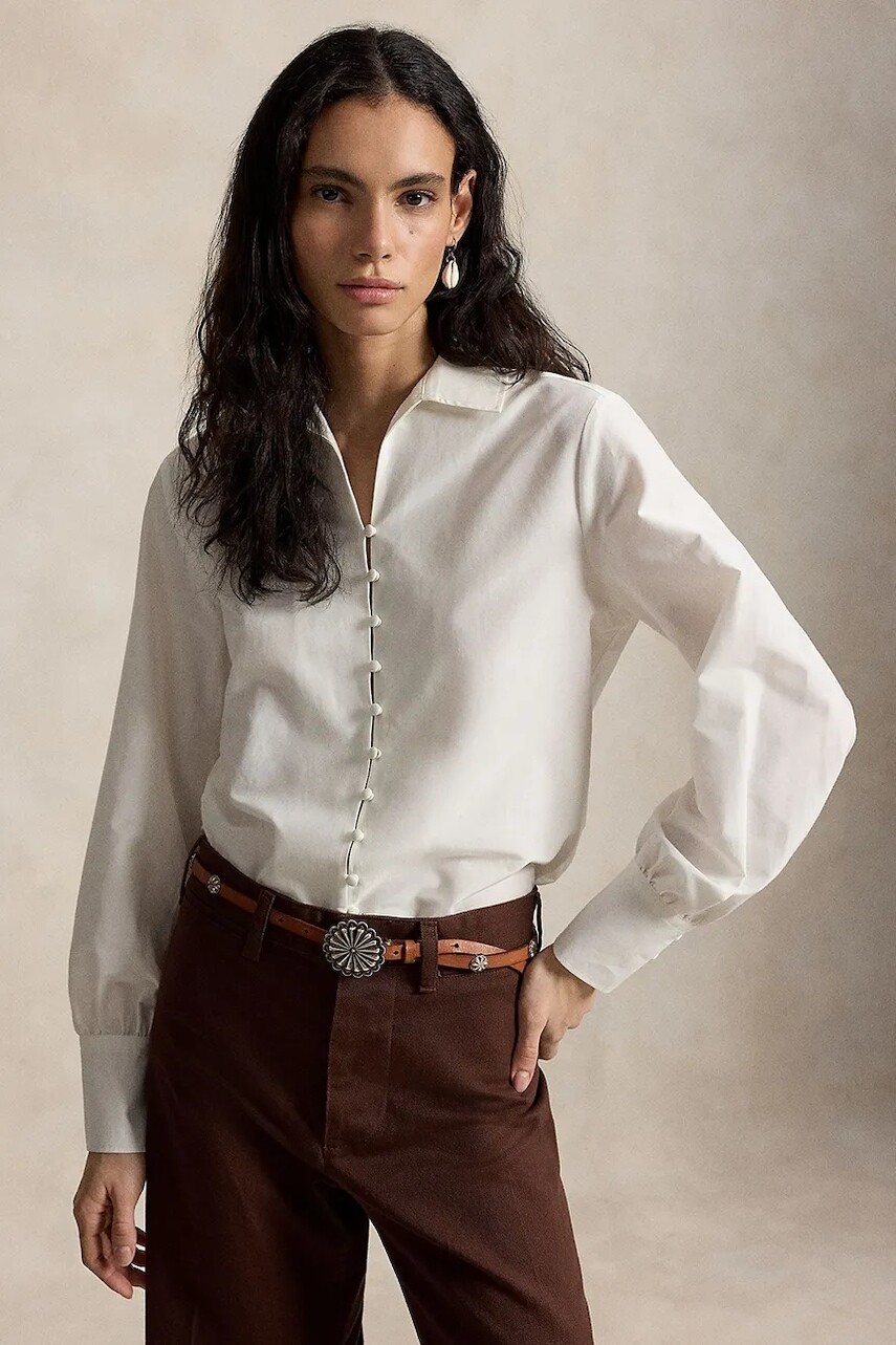 Polo Ralph Lauren košeľa dámska s prímesou hodvábu